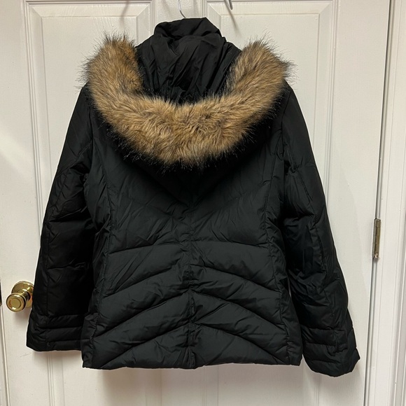 Jones New York Black Puffer Jacket with Faux Fur Hood - Picture 7 of 16